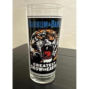 Vintage 1975 Ringling Bros Barnum & Bailey Circus Pepsi Glass Tiger EUC
